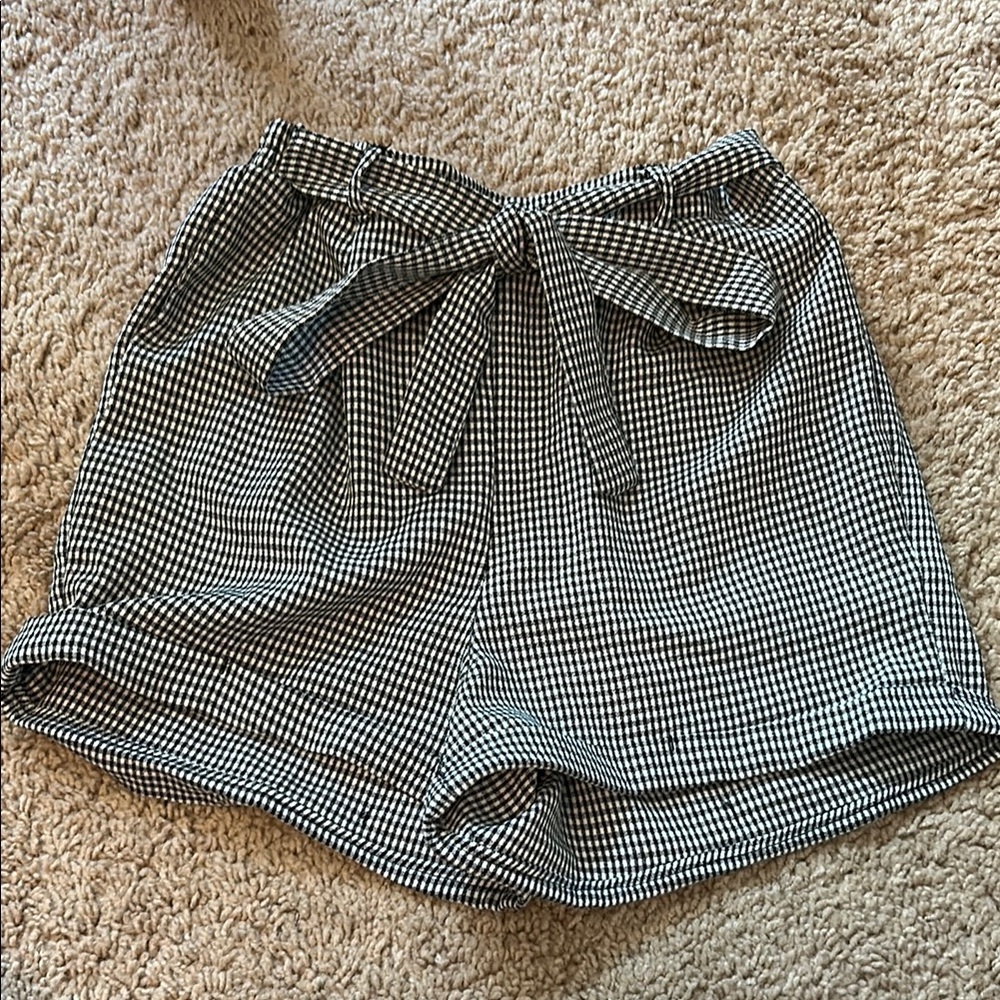 Sienna Sky High Waist Black and White Gingham Shorts